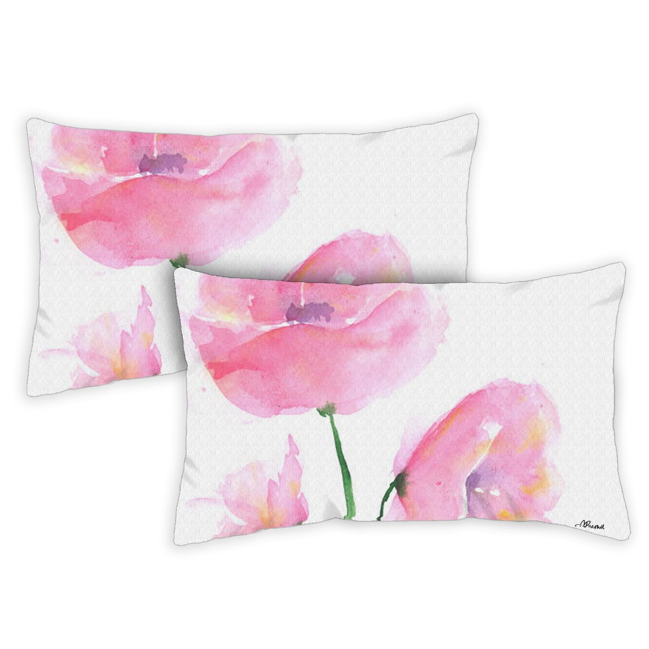Pink Poppies Decorative Spring Indoor/Outdoor Pillow Cover (set of 2)